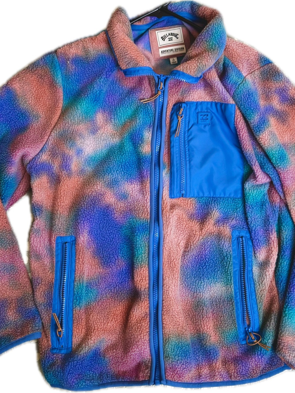 Billabong Tie-Dye Sherpa Pullover - Pink, Blue, Teal